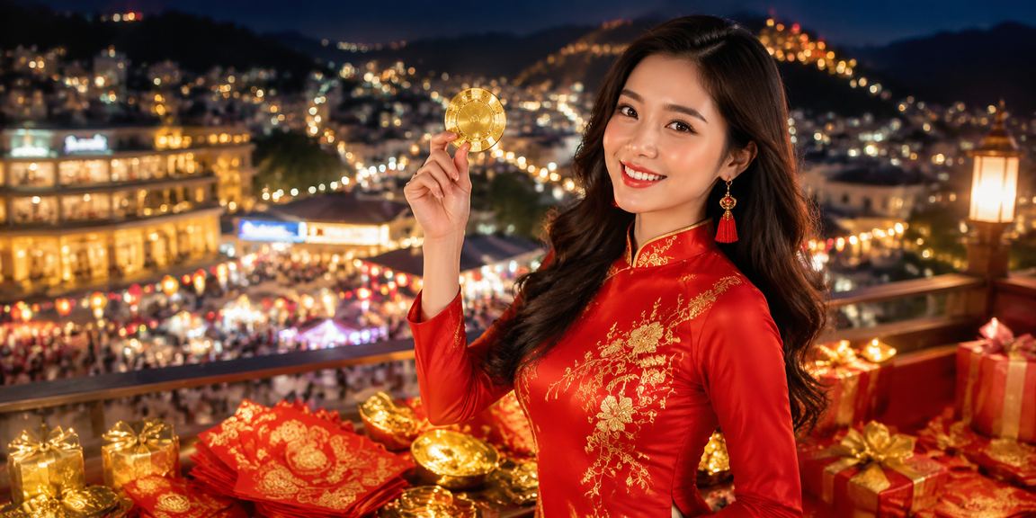 Chợ đêm Sapa với phong bì đỏ may mắn gợi lên không khí lễ hội và thưởng trên mew88